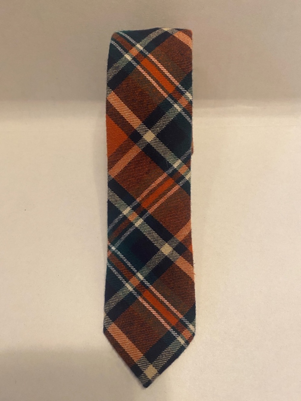 Original Penguin Orange and Navy Plaid Flannel Men's Tie